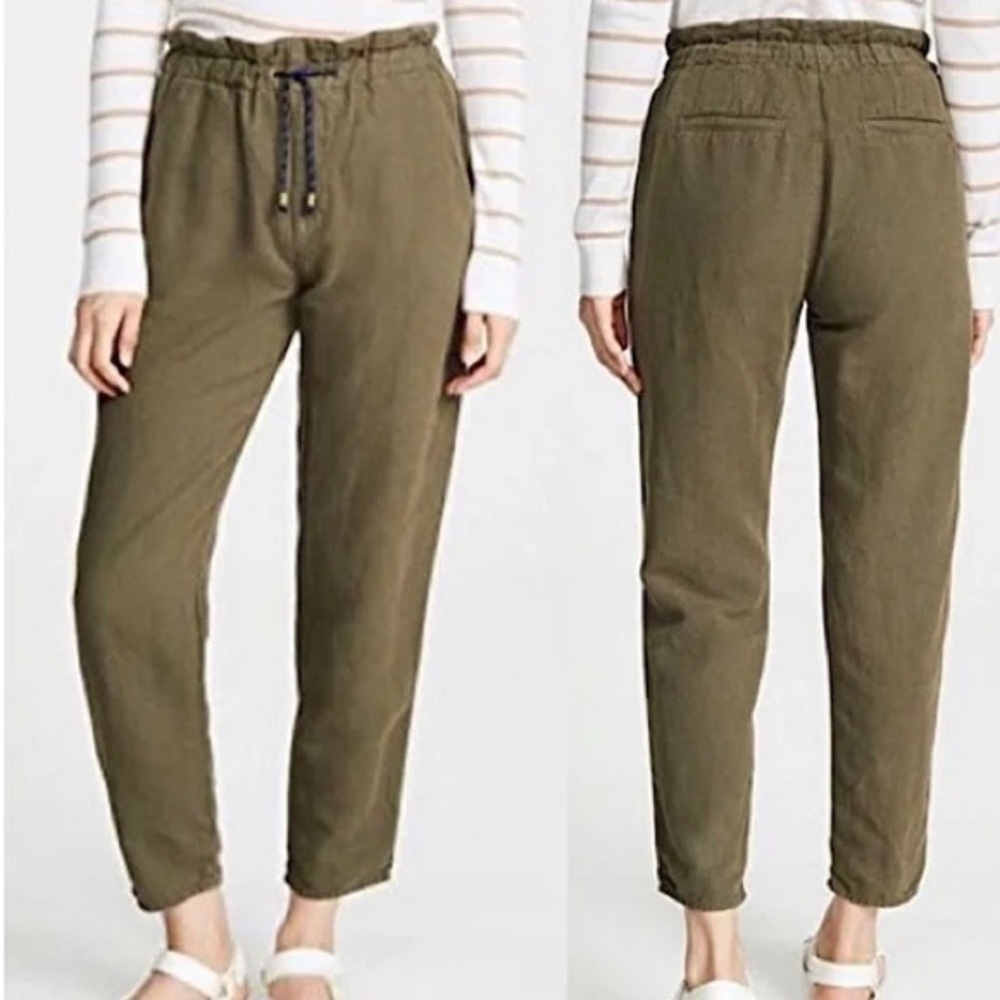 Veronica Beard Jay Pant in Army Green Linen Cotton Women’s Size XS NWT $228